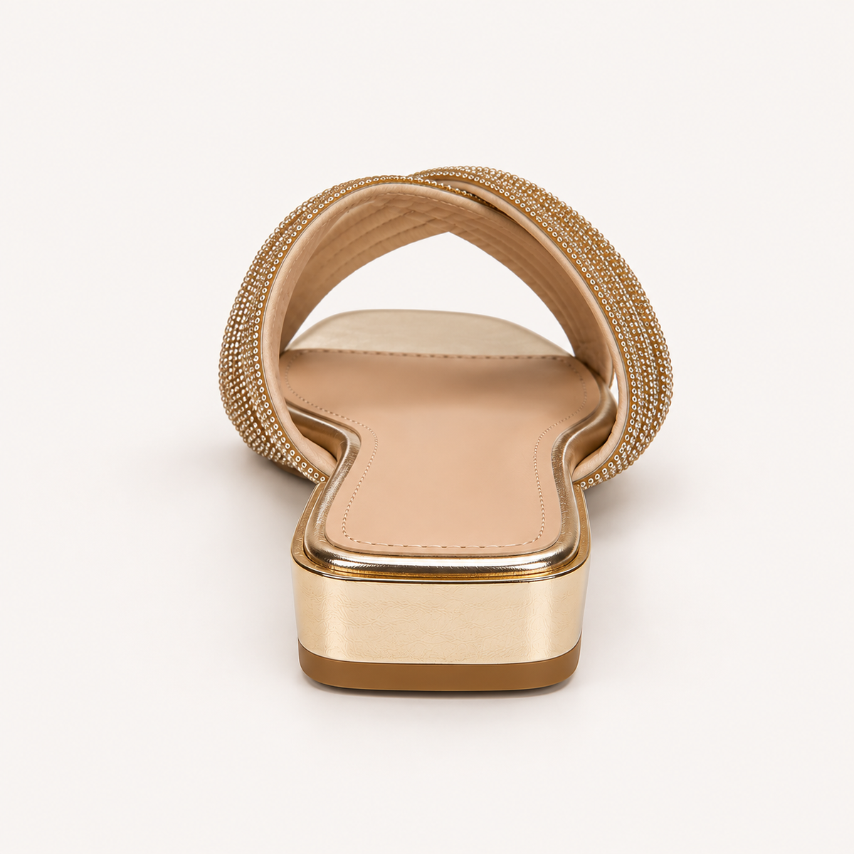 CIA- Flat Diamante Crossover Sandal Gold