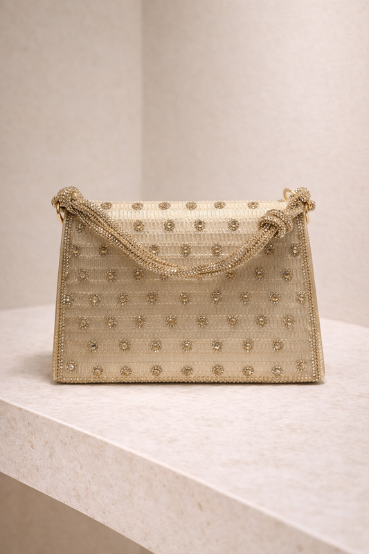 Diamante Handle Strap Clutch Bag