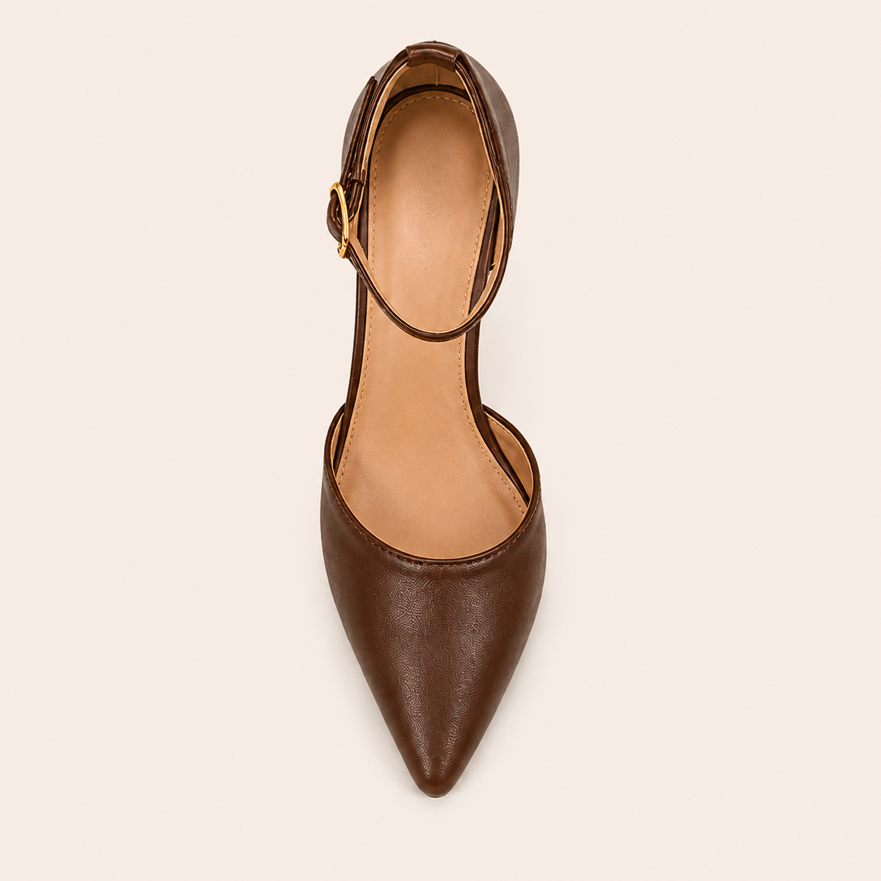 CIA Brown Pointed Toe Ankle Strap Block Heels