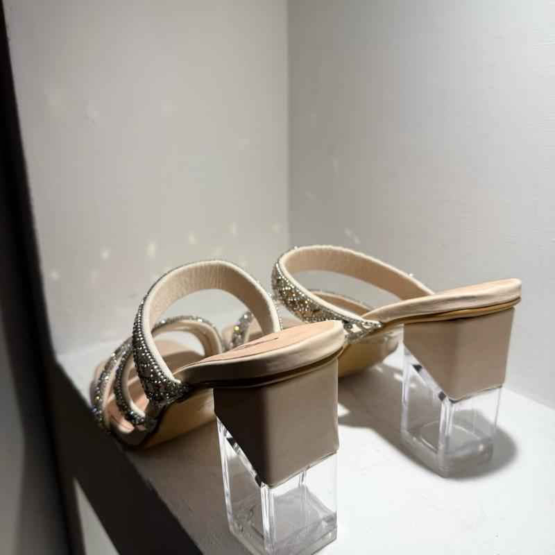 Ladies Block Heel Strappy Slip On Heel