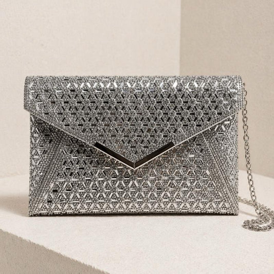 Diamanté Envelope Clutch Bag - Elegant Sparkling Design for Special Occasions