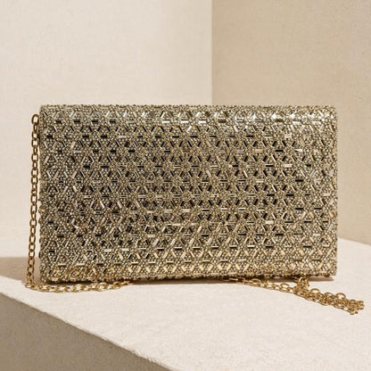 Diamanté Envelope Clutch Bag - Elegant Sparkling Design for Special Occasions