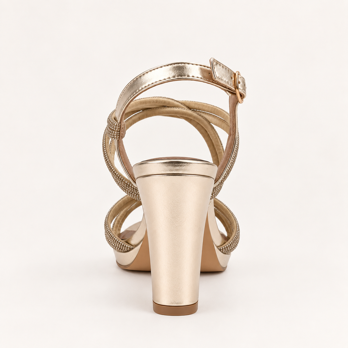 Kia- Diamanté Block Heel Sandals- Gold