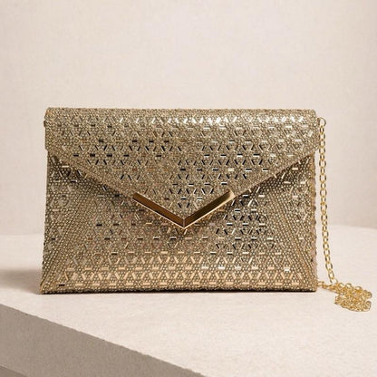 Diamanté Envelope Clutch Bag - Elegant Sparkling Design for Special Occasions
