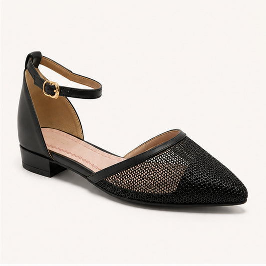 Amara- Sparkle Mesh Pointed Toe- Black