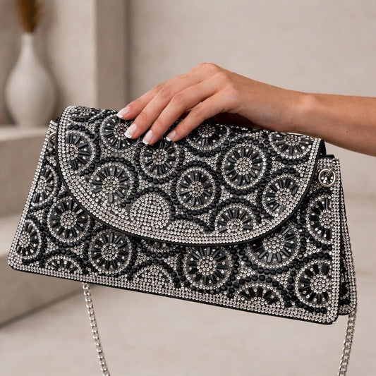 Diamanté Detail Clutch Bag for Elegant Occasions