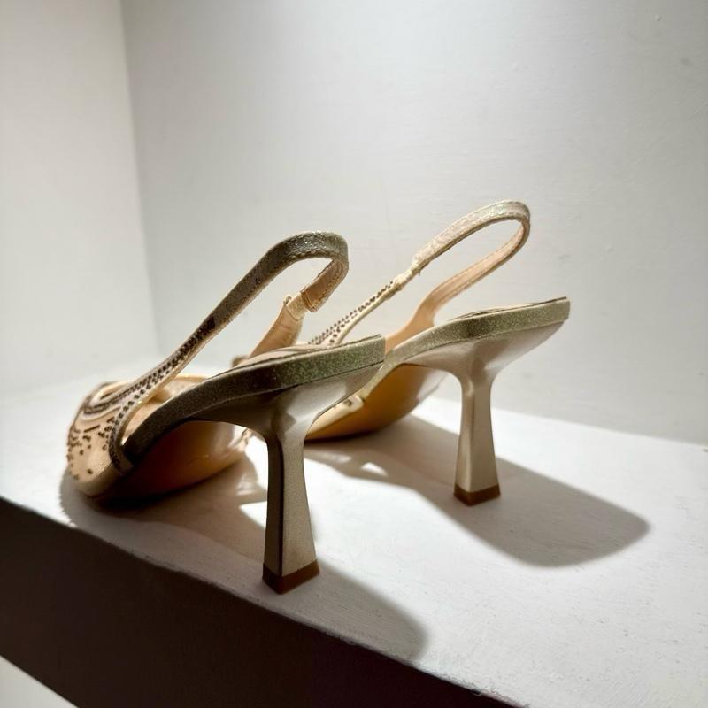 Diamante Sling Back Heels Pointed Toe