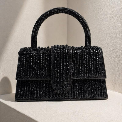 Pearl/Diamante Top Handle Clutch Bag Evening