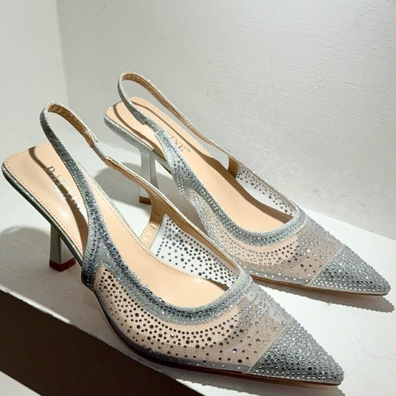 Diamante Sling Back Heels Pointed Toe