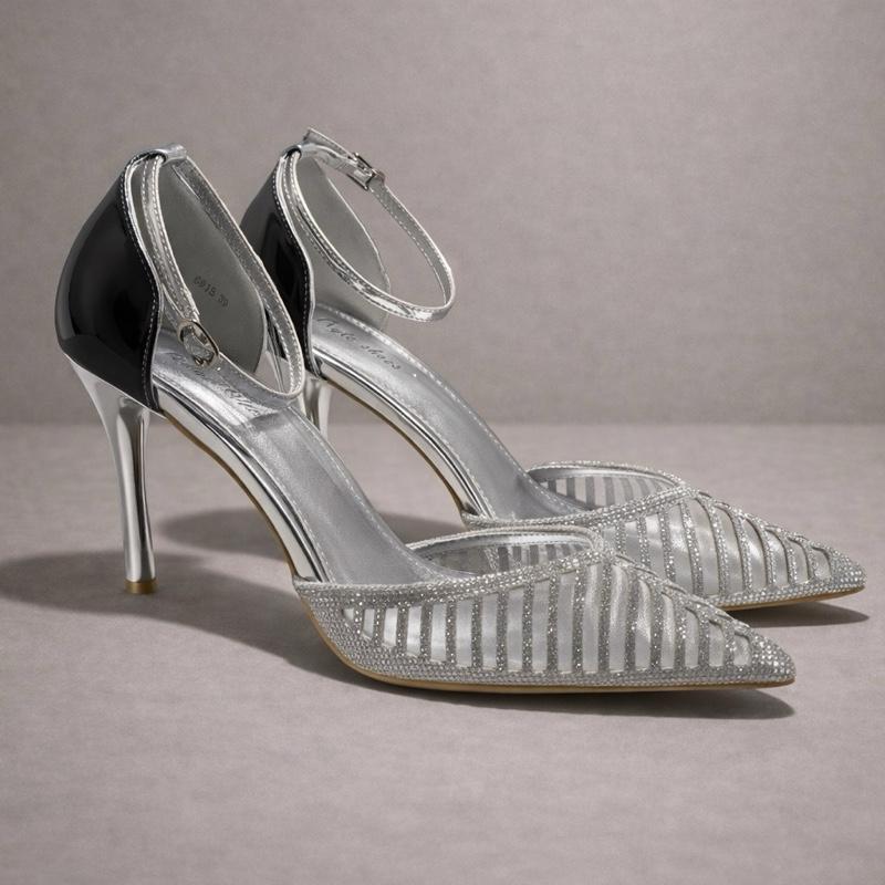 Pointy Toe Diamanté Heels- Sparkly- Occasional Footwear ladies