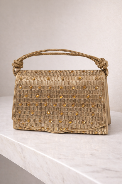 Diamante Handle Strap Clutch Bag
