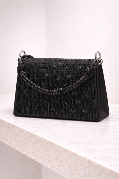 Diamante Handle Strap Clutch Bag