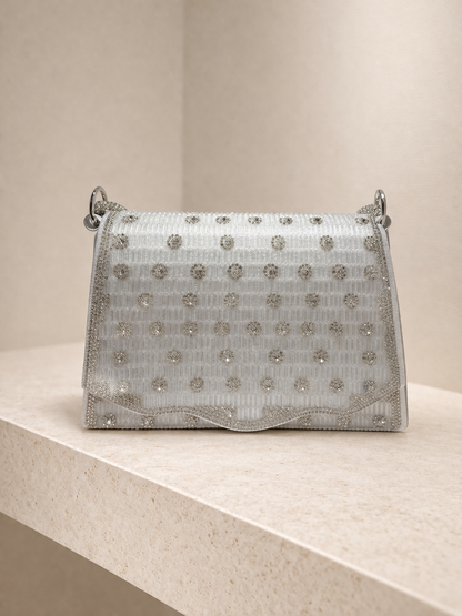 Diamante Handle Strap Clutch Bag