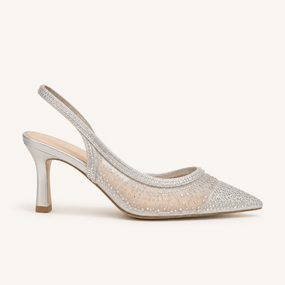Diamante Sling Back Heels Pointed Toe