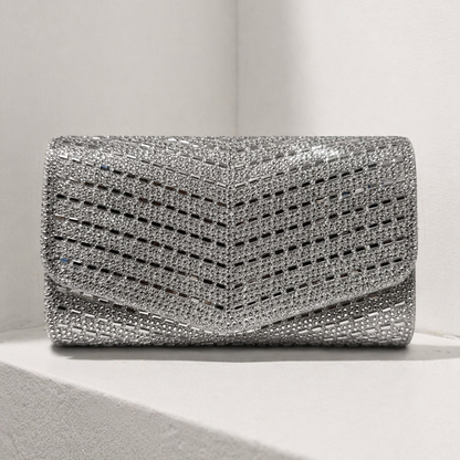 Diamanté Glitter Envelope Clutch Bag - Elegant Evening Accessory for Special Occasions
