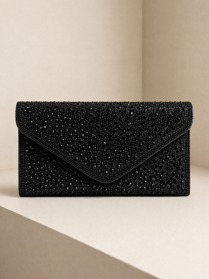 Diamanté Envelope Clutch Bag - Sparkling Rhinestone Design for Elegant Events
