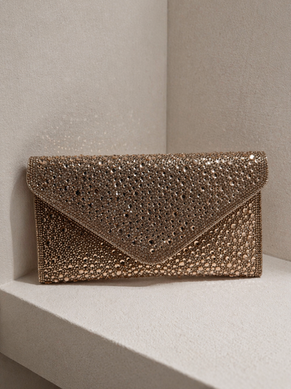 Diamanté Envelope Clutch Bag - Sparkling Rhinestone Design for Elegant Events