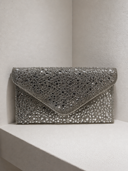 Diamanté Envelope Clutch Bag - Sparkling Rhinestone Design for Elegant Events