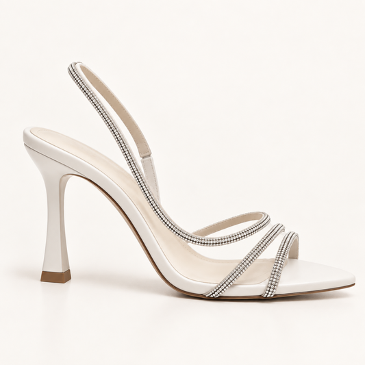 DIA- Diamante PVC Open Toe Heel- White