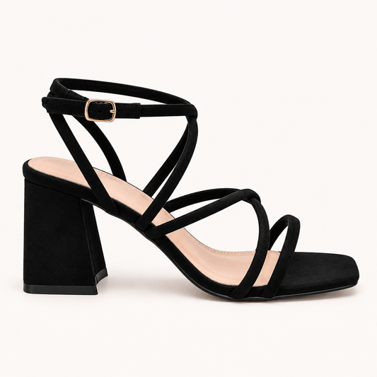 DIA- Strappy Block Heel Sandals Black