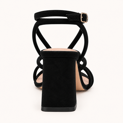 DIA- Strappy Block Heel Sandals Black