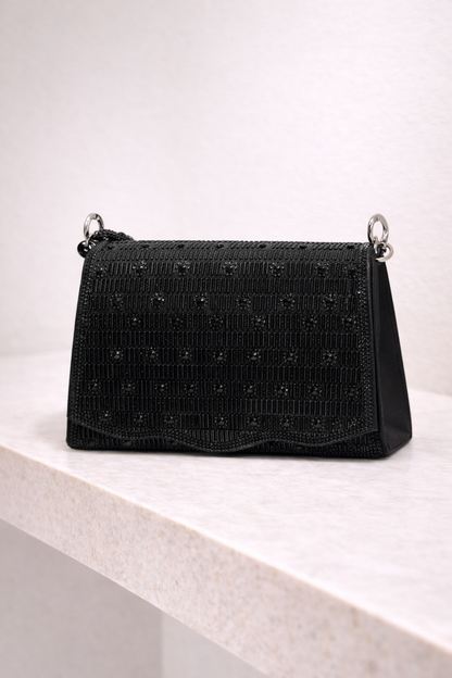 Diamante Handle Strap Clutch Bag