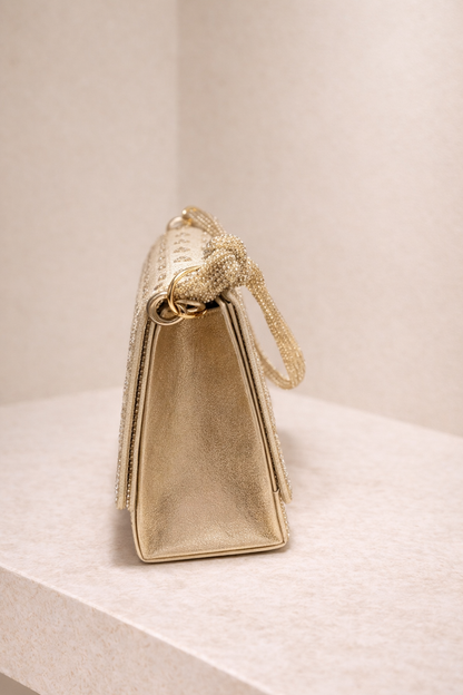 Diamante Handle Strap Clutch Bag
