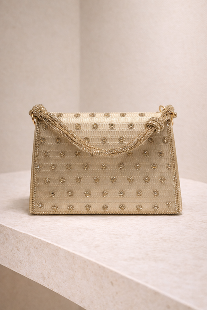 Diamante Handle Strap Clutch Bag