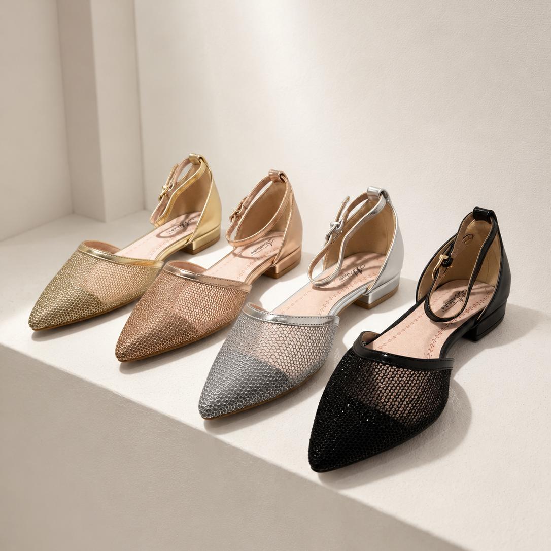 Amara- Sparkle Mesh Pointed Toe- Black