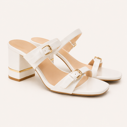 SIA- Block Heel Slip On Strappy Heels