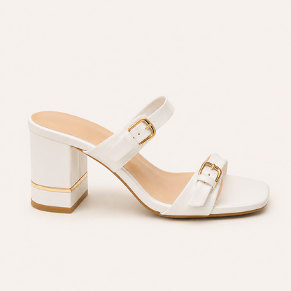 SIA- Block Heel Slip On Strappy Heels
