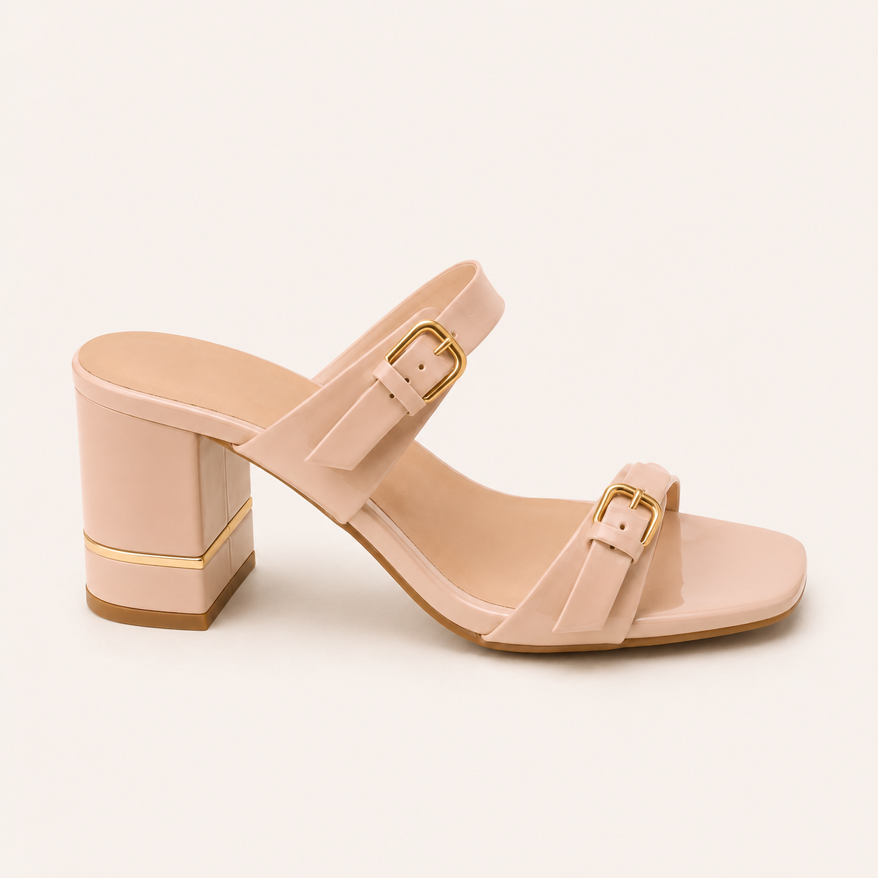 SIA- Block Heel Slip On Strappy Heels