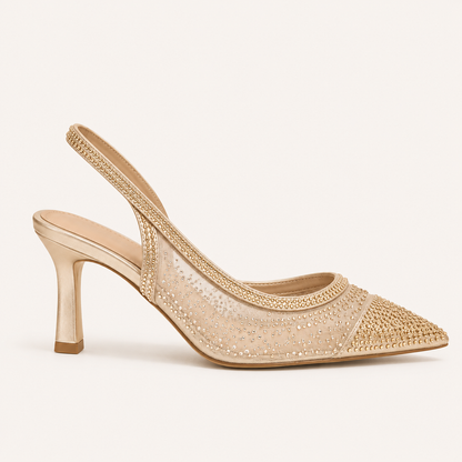 Diamante Sling Back Heels Pointed Toe