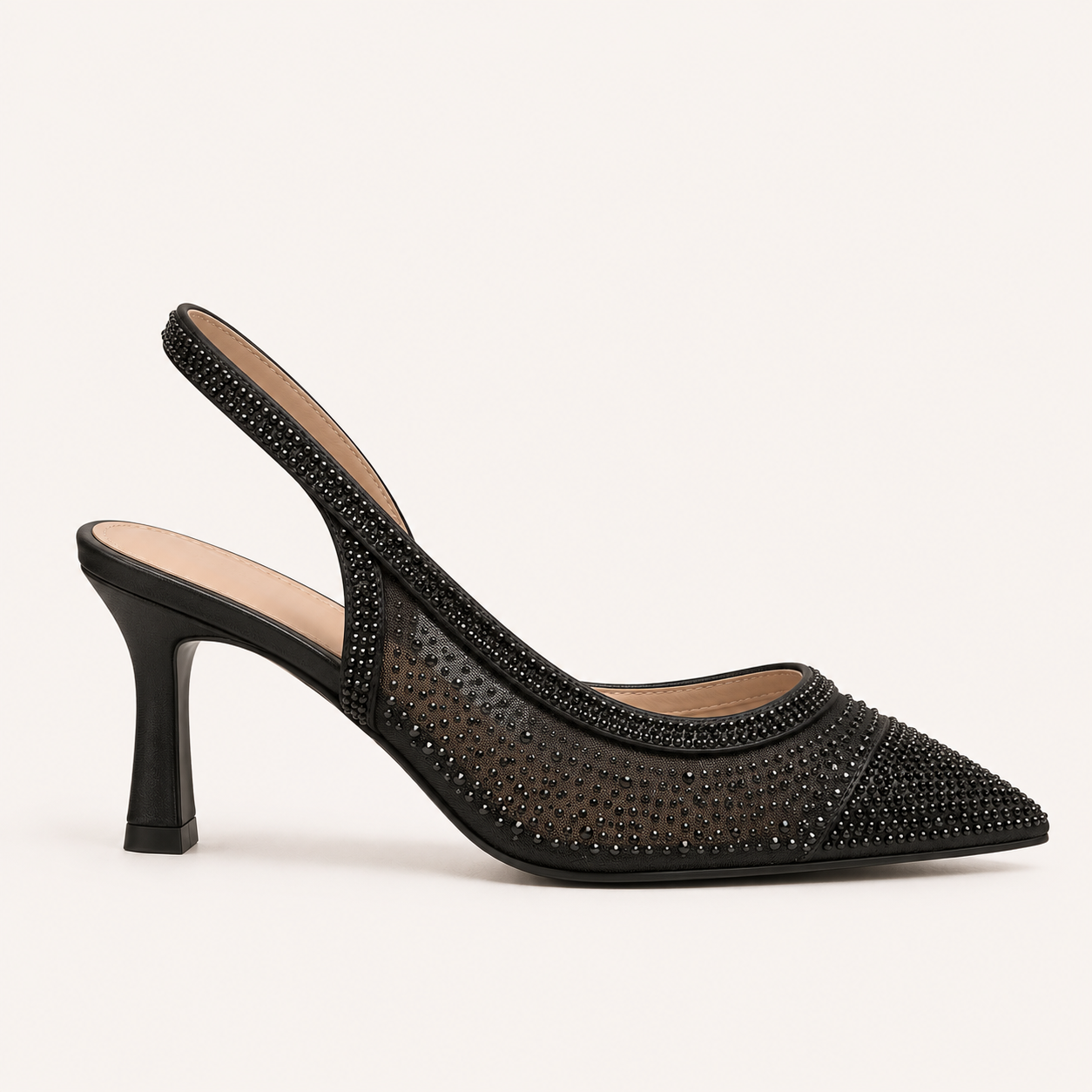 Diamante Sling Back Heels Pointed Toe