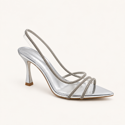 DIA- Diamante PVC Open Toe Heel Silver