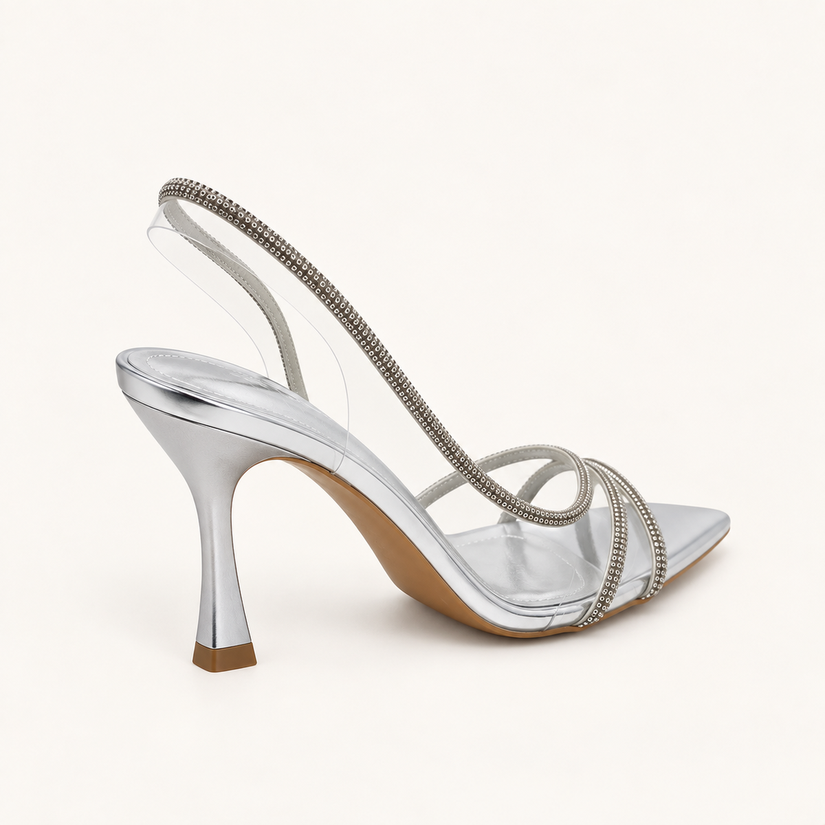 DIA- Diamante PVC Open Toe Heel Silver