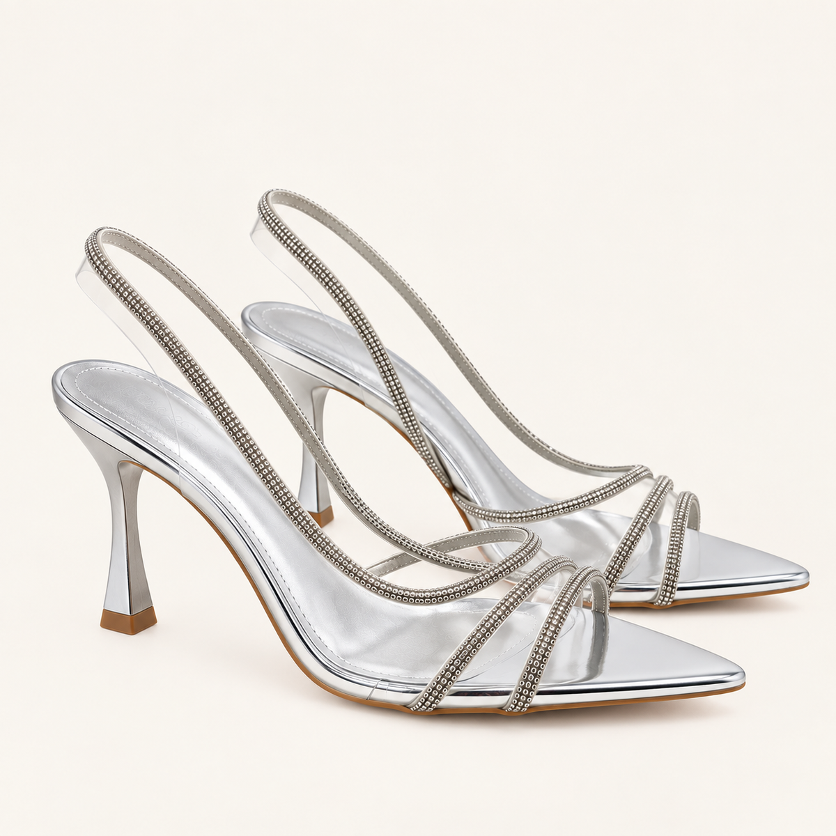 DIA- Diamante PVC Open Toe Heel Silver
