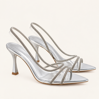 DIA- Diamante PVC Open Toe Heel Silver