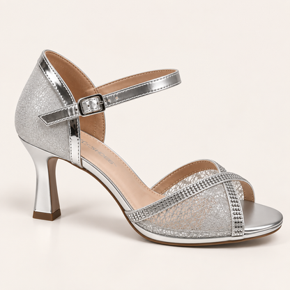 AMARA- Diamante Heeled Sandals White