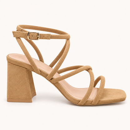 DIA- Strappy Block Heel Sandals Camel