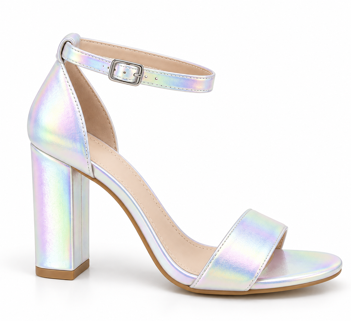 FIA- Patent Block Heel Ankle Strap Sandals Multi