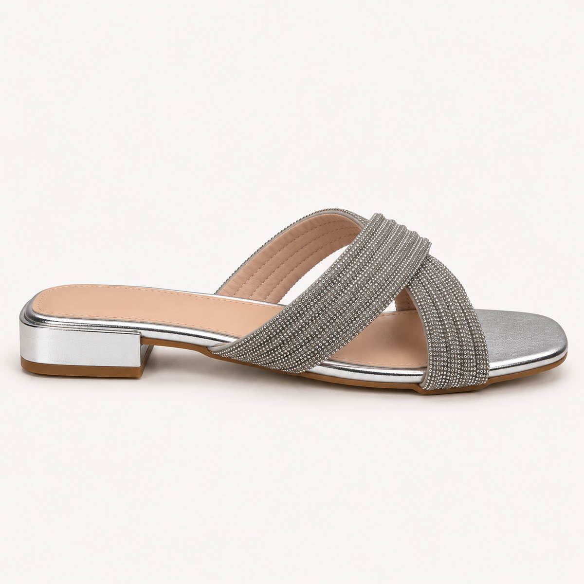 CIA- Flat Diamante Crossover Sandal Gold