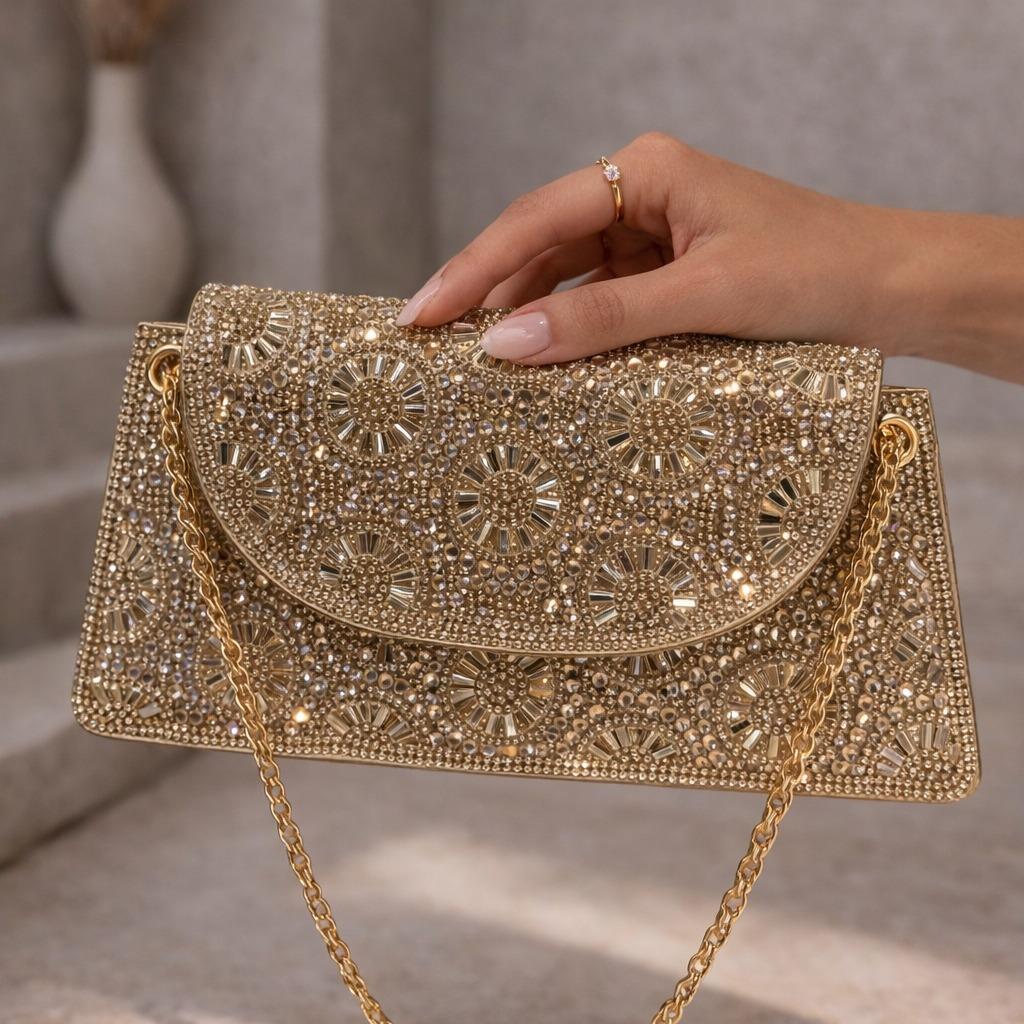 Diamanté Detail Clutch Bag for Elegant Occasions