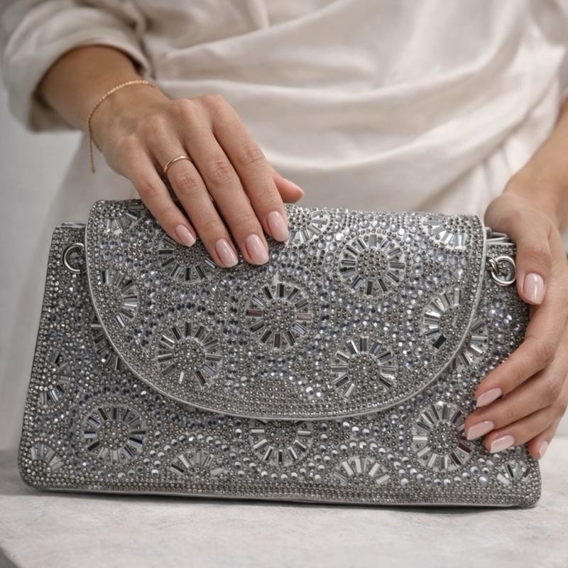 Diamanté Detail Clutch Bag for Elegant Occasions