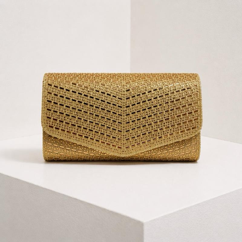 Bella Diamante Glitter Envelope Clutch