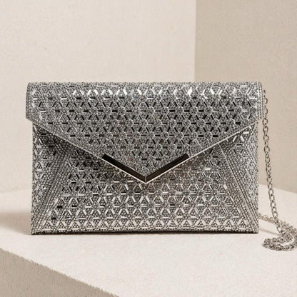 Diamanté Envelope Clutch Bag - Elegant Sparkling Design for Special Occasions