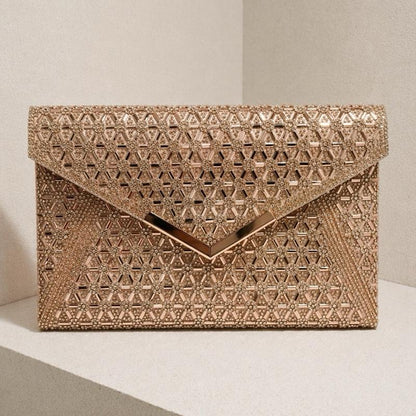 Diamanté Envelope Clutch Bag - Elegant Sparkling Design for Special Occasions