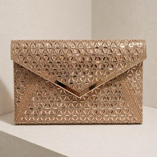 Diamanté Envelope Clutch Bag - Elegant Sparkling Design for Special Occasions