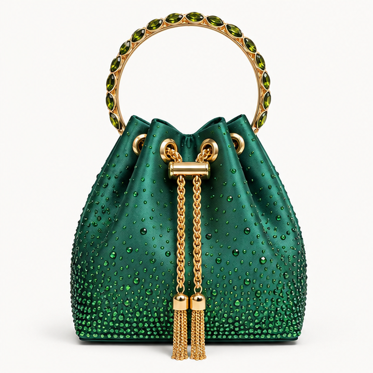 LUXE- Diamanté Crystal Bucket Bag with Jewelled Handle Fuchsia